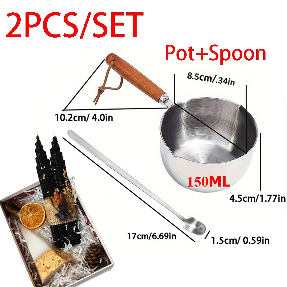 2PCS/SET Wood Handle Wax Melti - Candle Making Kit 评论和价格